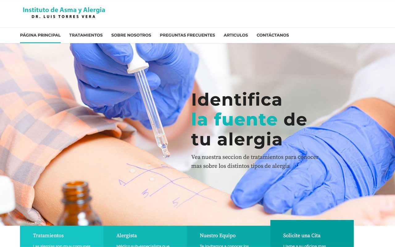 Instituto de Asma y Alergia website, desktop view